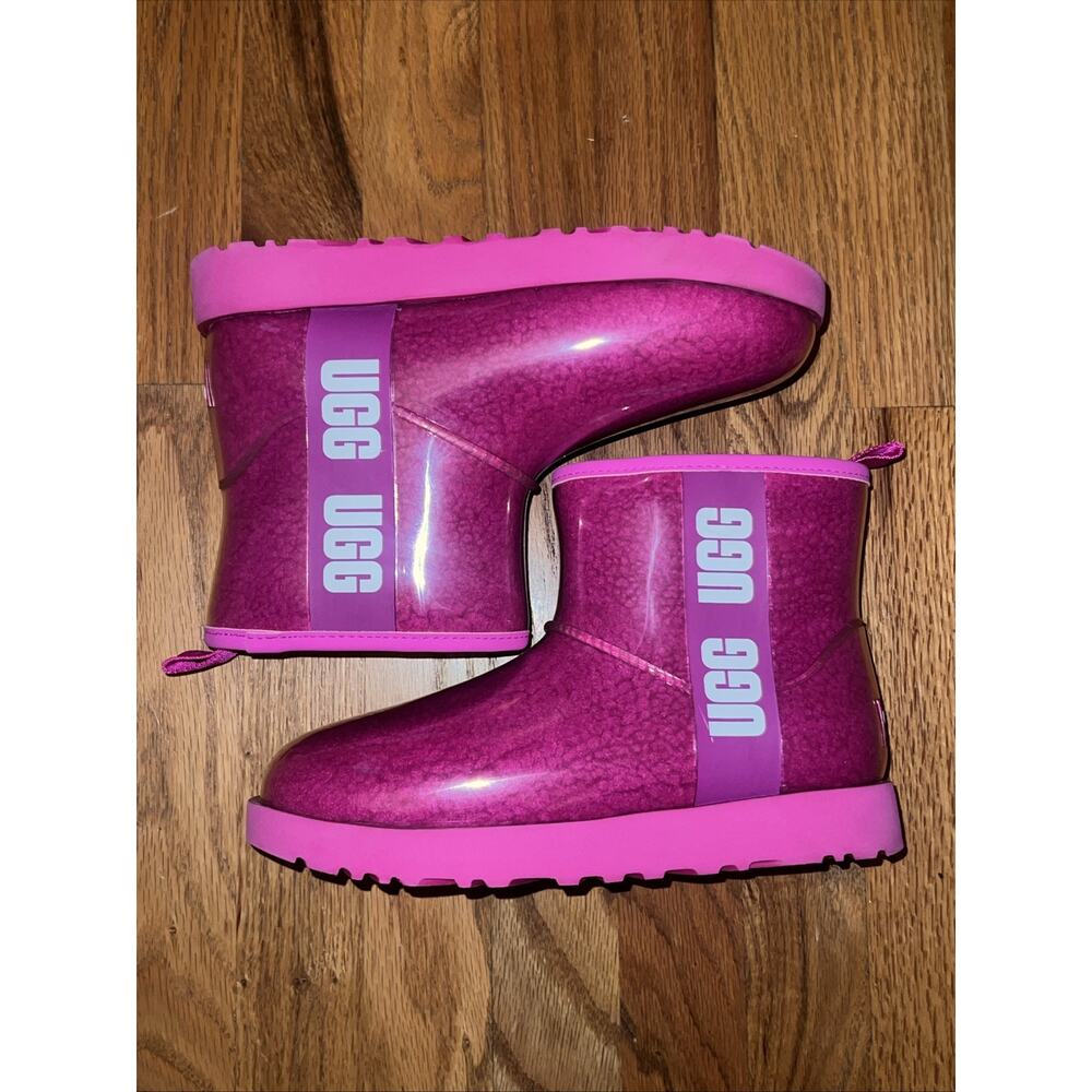 UGG CLASSIC CLEAR MINI ROCK ROSE PINK WATERPROOF ANKLE BOOT SIZE 7 WOMEN - Picture 4 of 10